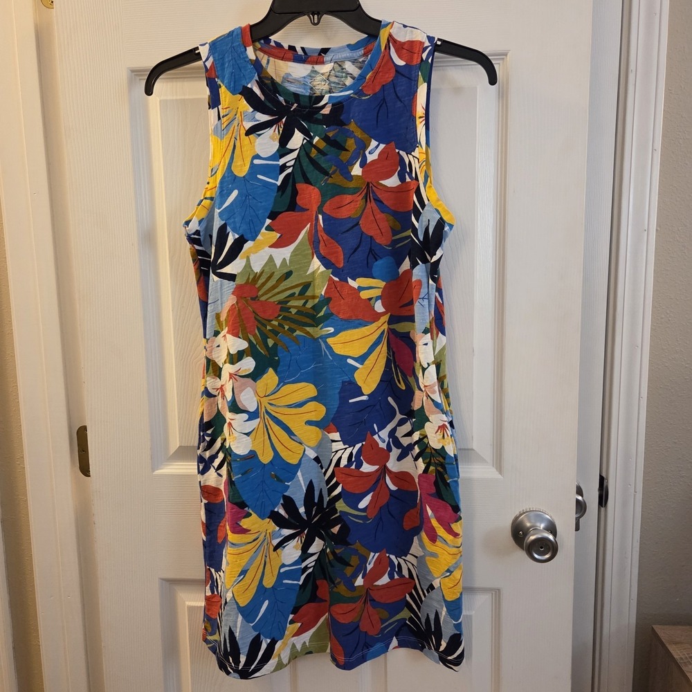 St. John's Bay sz M‎ vibrant colorful tropical cotton knee sundress beach resort